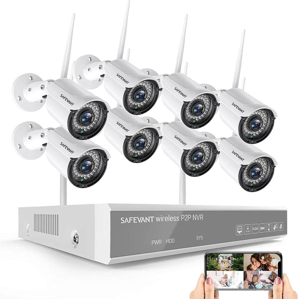 1080P Wireless Security Camera System 8 Channel 8PCS 2MP Night Vision H28740