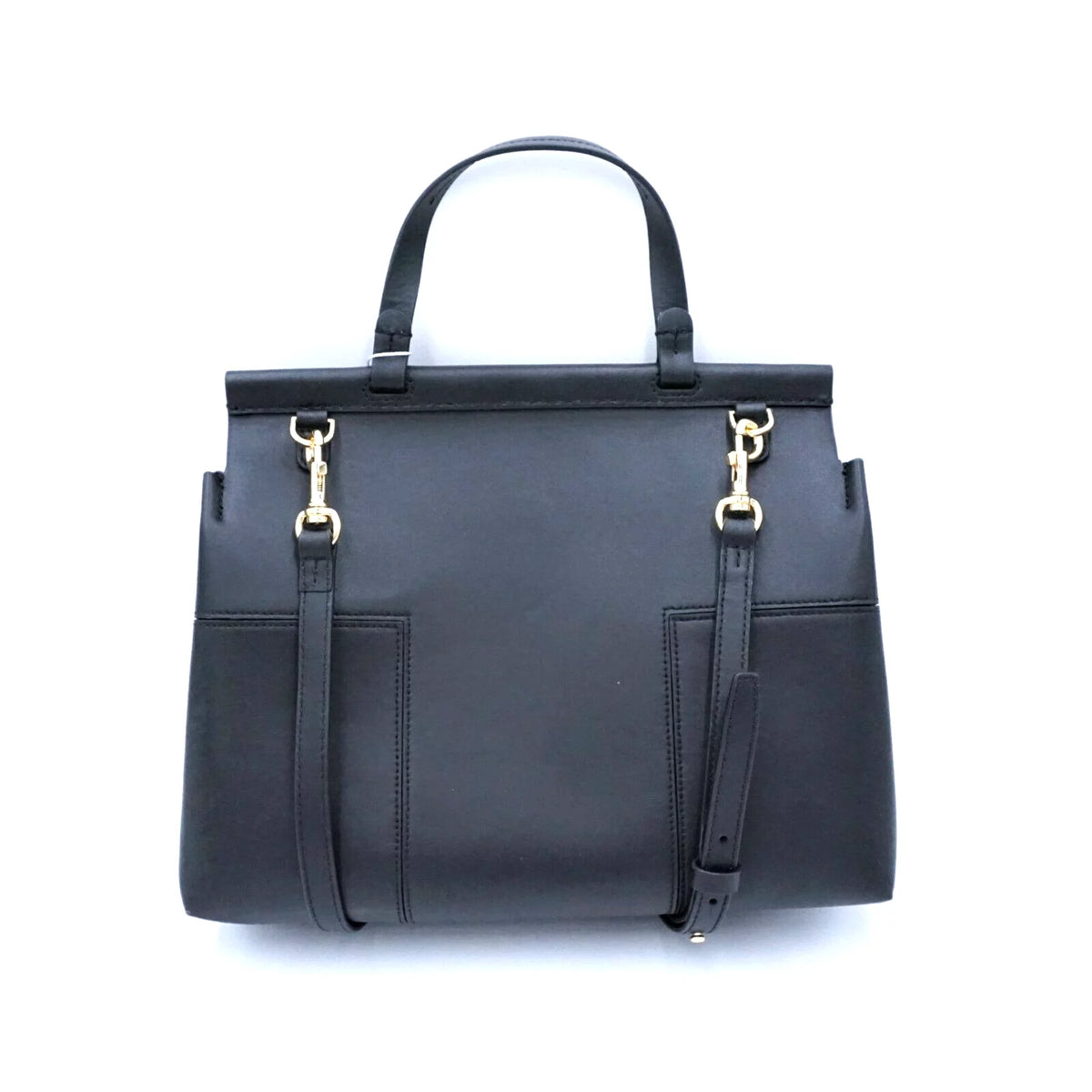 Black Leather Satchel Bag B7588