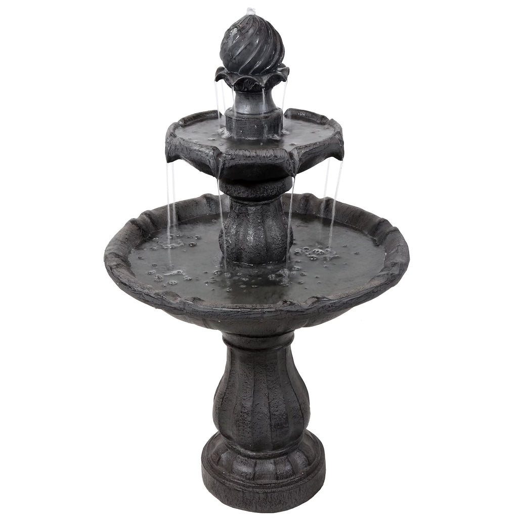 2-Tier Solar Outdoor Water Fountain with Battery Backup K531