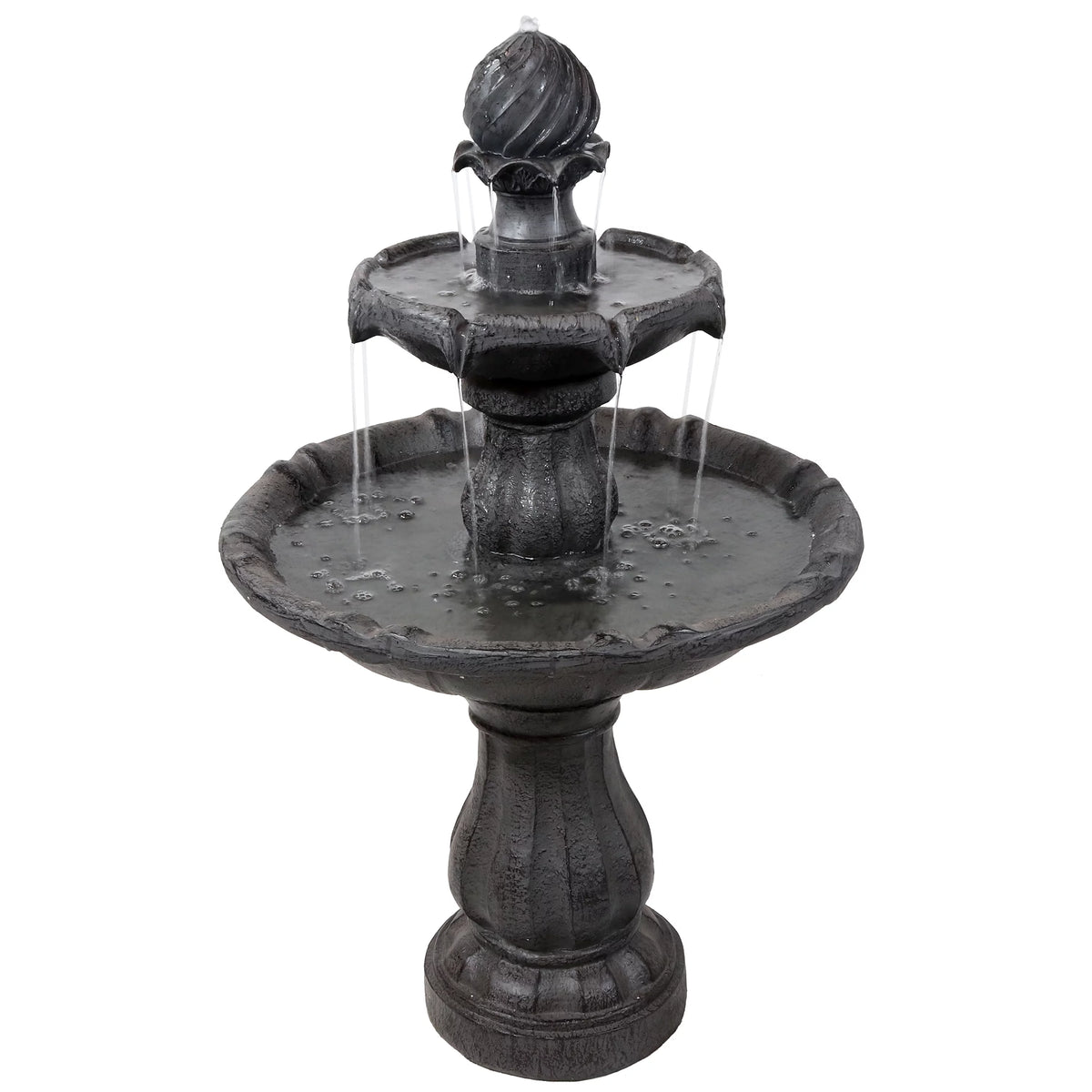 2-Tier Solar Outdoor Water Fountain with Battery Backup K531