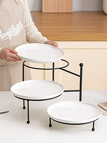 3 Tiered Serving Stand with White Porcelain Plates W426443