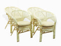 Set of 4 White Wash Rattan Wicker Dining Armchairs I70655