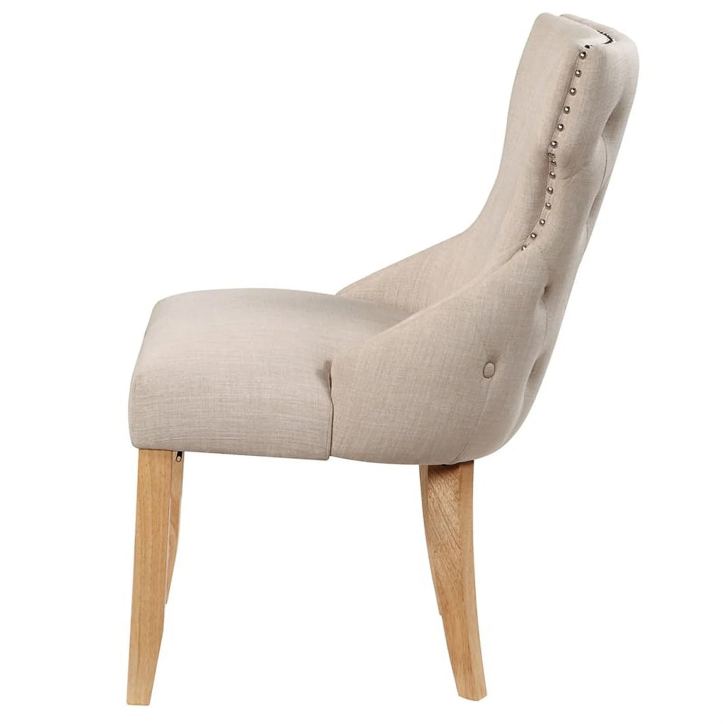 Ivory Fabric Wing-Back Side Chair Set of 2 G301253