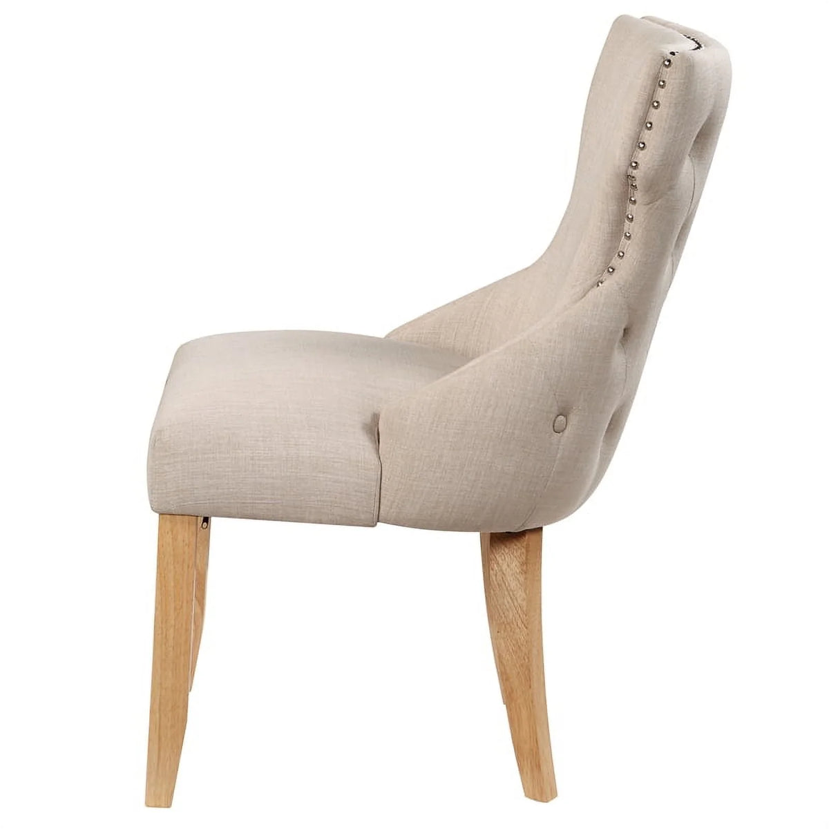 Ivory Fabric Wing-Back Side Chair Set of 2 G301253