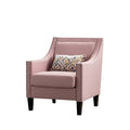 Pink Linen Accent Armchair with Solid Wood Legs D432354