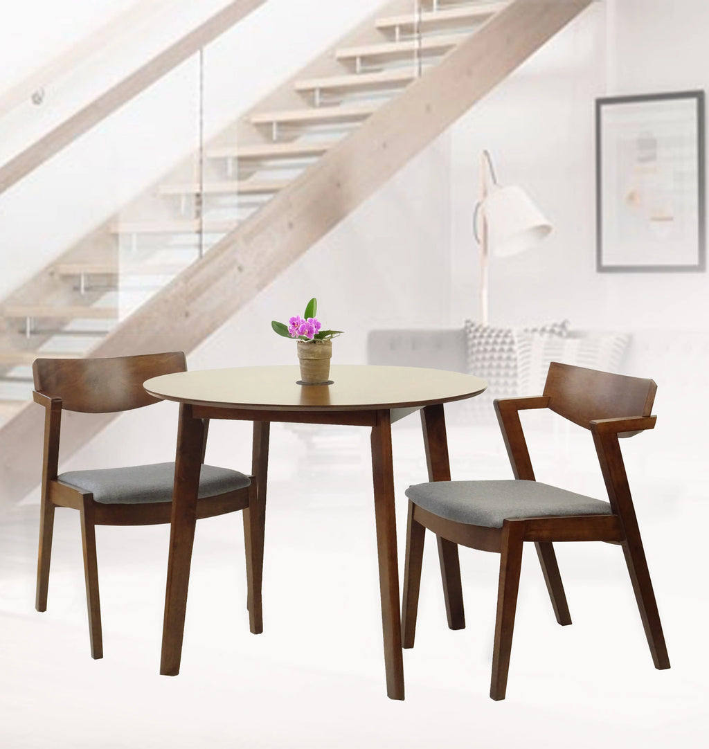 Round Wood Dining Table Medium Brown Finish Y94343
