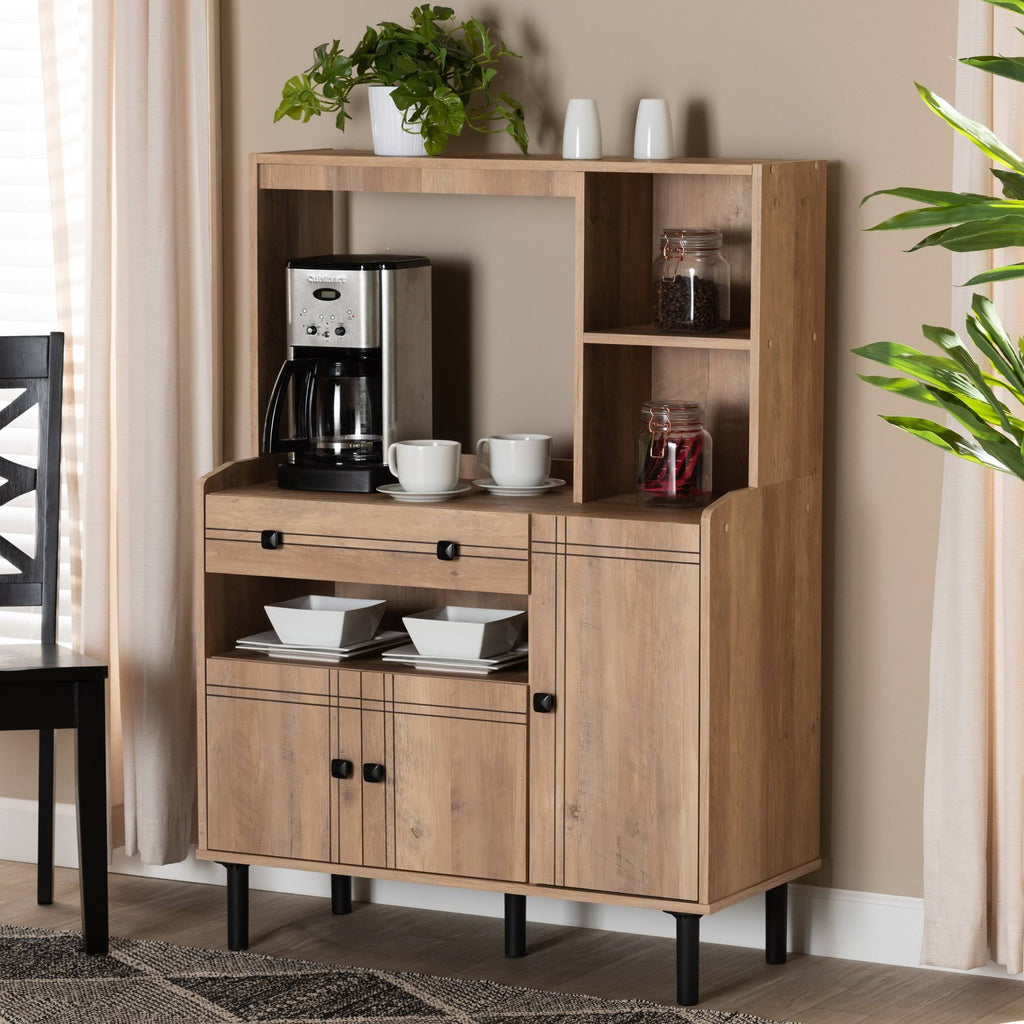 3-Door Wood Kitchen Storage Cabinet Oak Brown U141