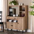 3-Door Wood Kitchen Storage Cabinet Oak Brown U141