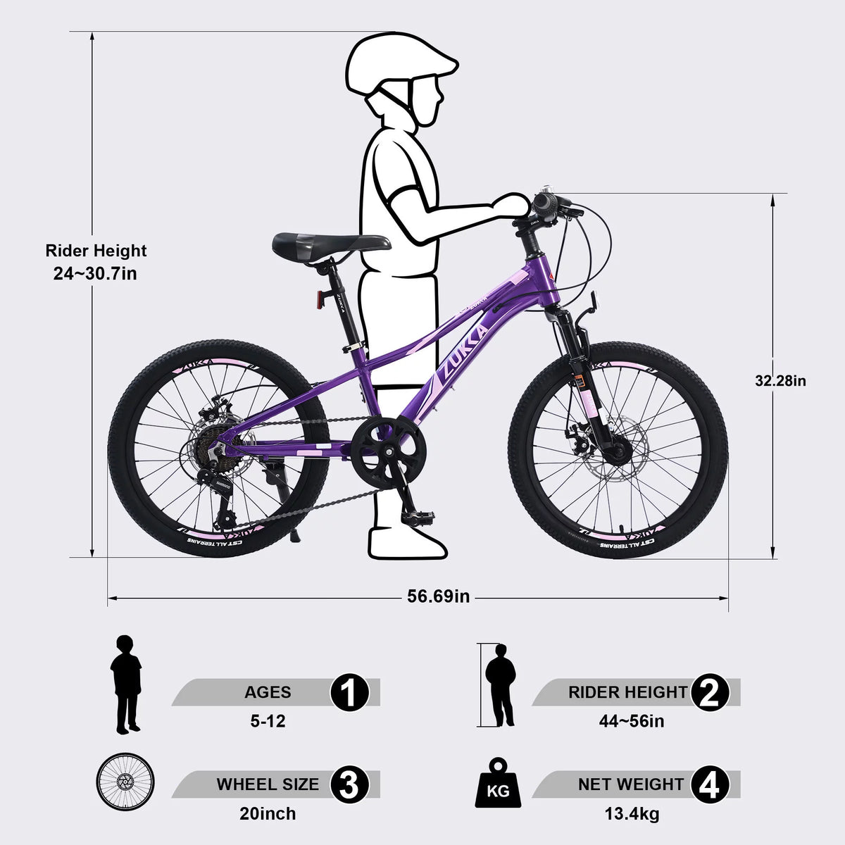 20 inch 7 Speed Kids Mountain Bike with Disc Brakes V867