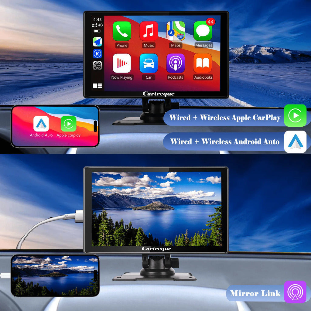 Portable Wireless Car Stereo, 7 Inch FHD Touchscreen, Backup View Camera, Apple CarPlay & Android Auto U276269