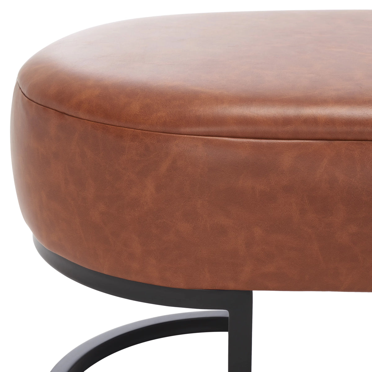 Cognac Leather Oval Bench H74313