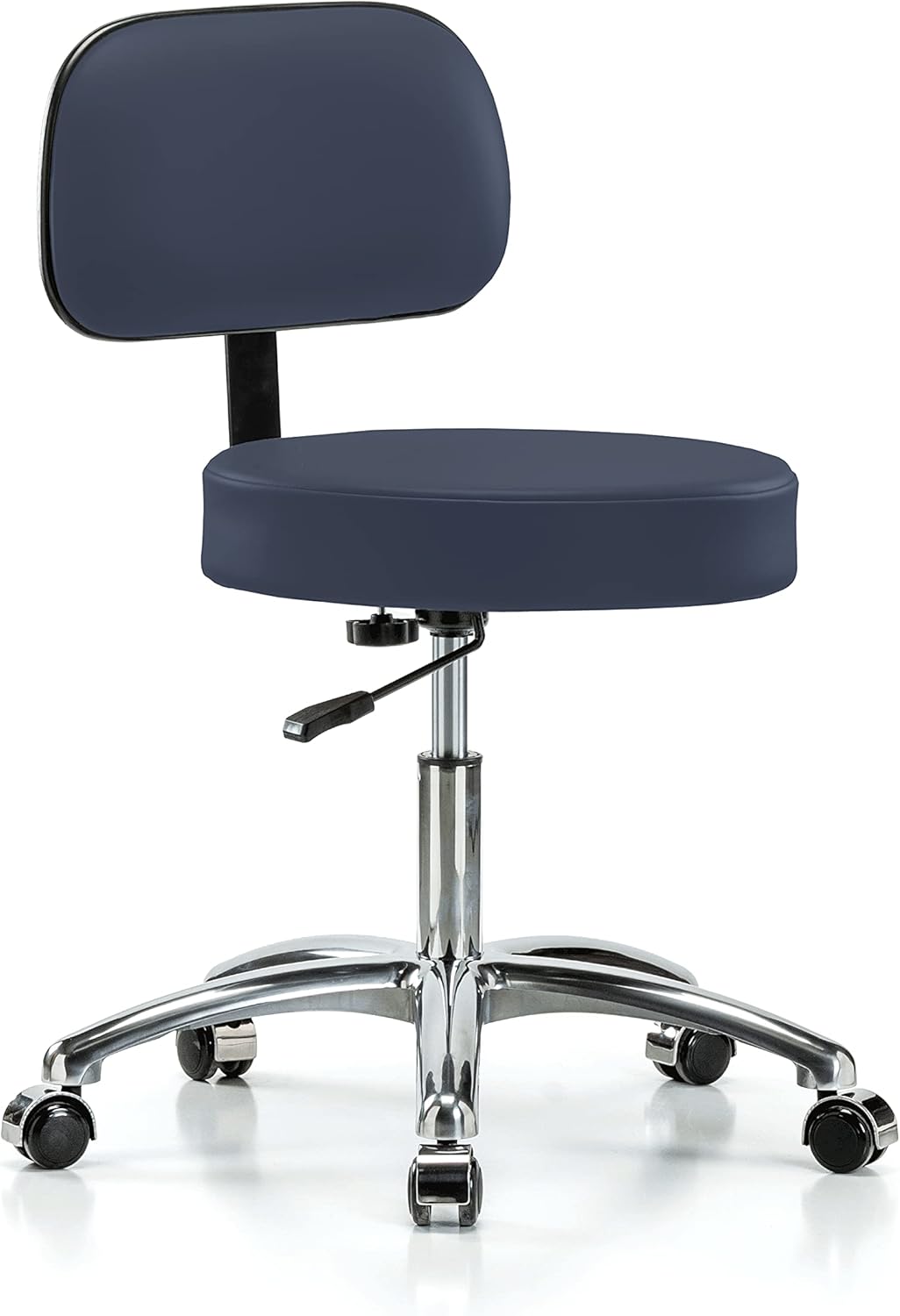 Chrome Rolling Exam Stool with Back, Adobe White Vinyl K688087