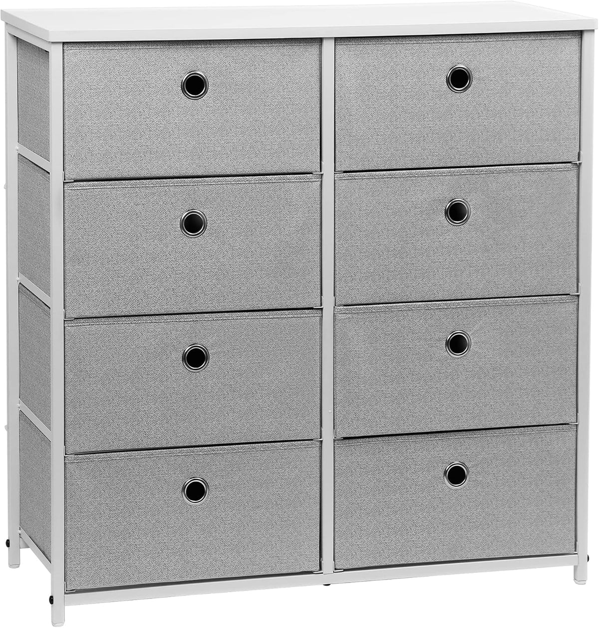 White 8 Drawer Fabric Dresser O6273