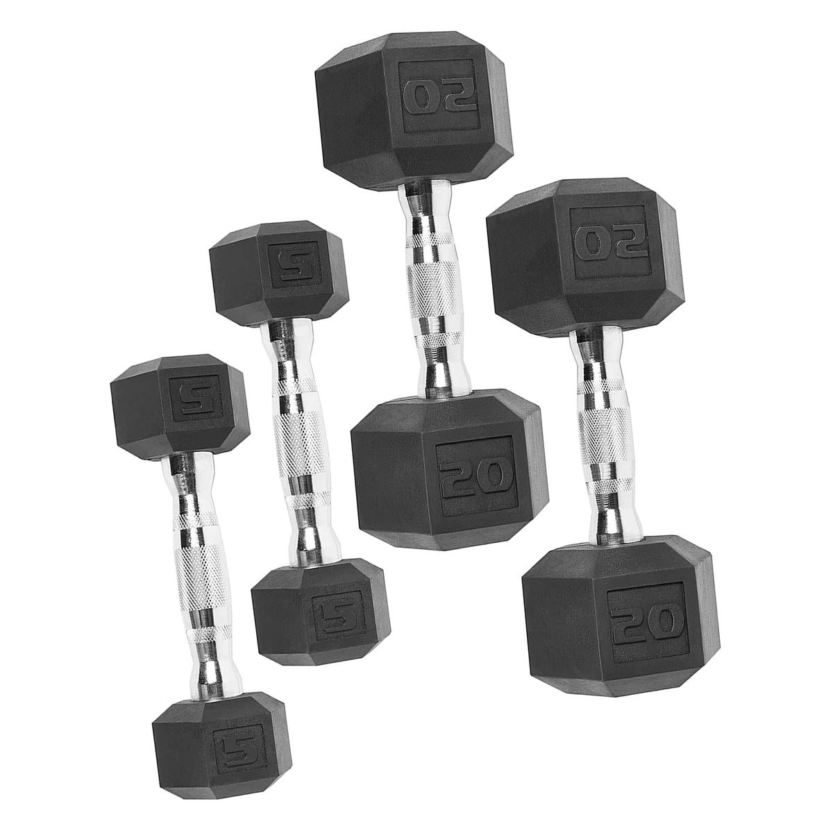 150 lb Coated Rubber Hex Dumbbell Weight Set with Rack K83279