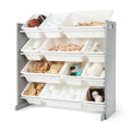 Wood and Plastic Organizing Rack with 12 Bins Y271