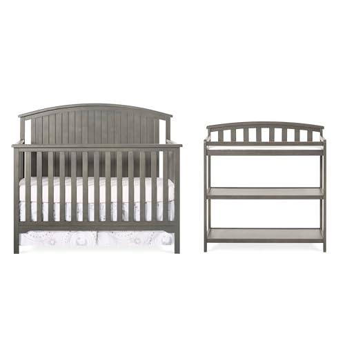 2-Piece Crib and Changing Table Nursery Set (Dapper Gray) P8990
