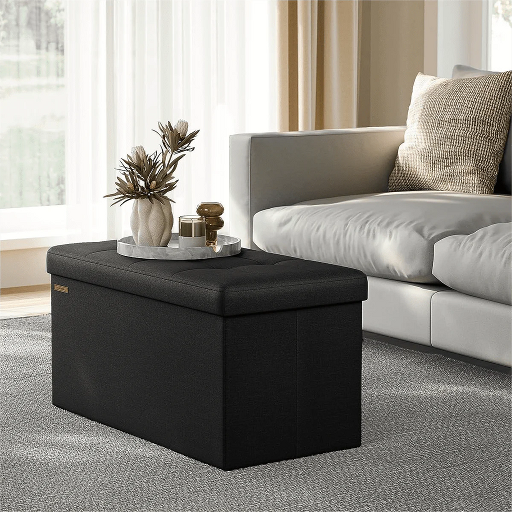 Navy Blue Storage Ottoman Bench N954