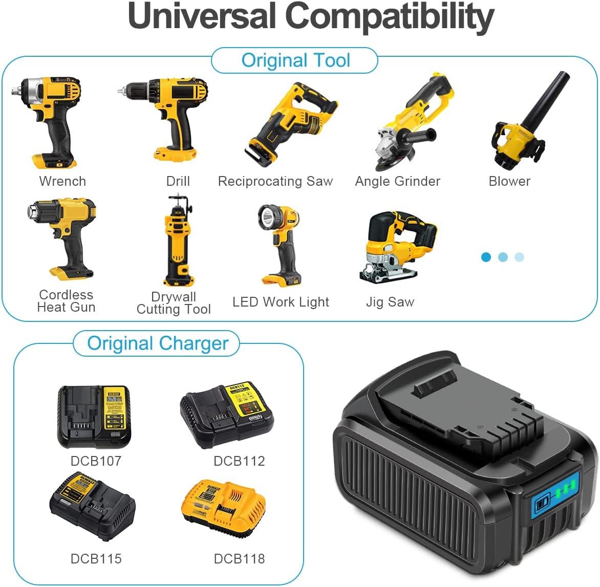 8 Pack 20V 6.0Ah Lithium ion Battery for DeWalt Tools C9583