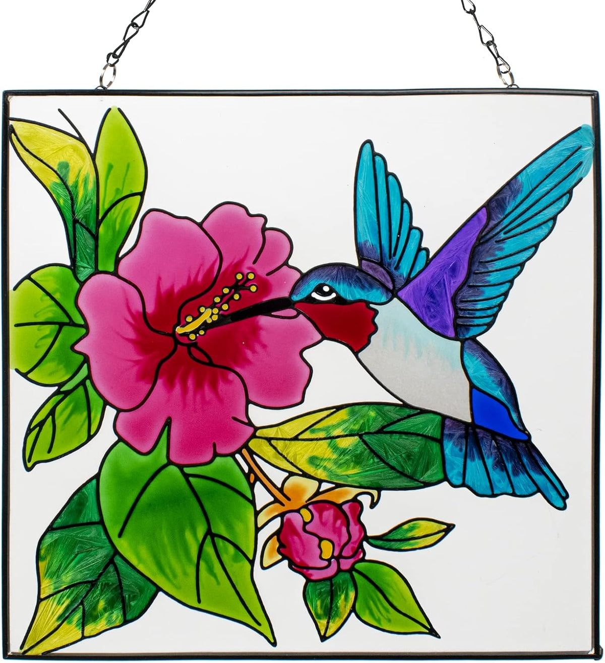 Hummingbird Stained Glass Window Hangings with Metal Chain X343