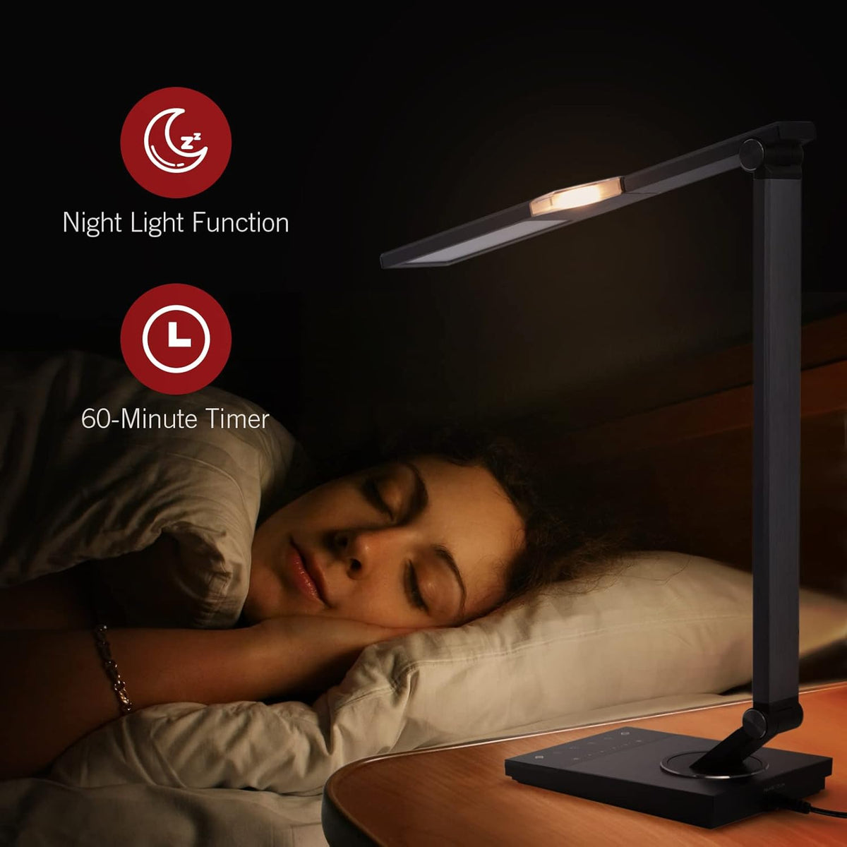 LED Desk Lamp with USB Port, Adjustable, Touch Control, Grey R2155