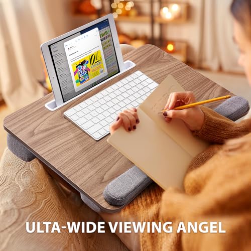 Brown Lap Desk with Cushion and Extra Storage Pocket G4153