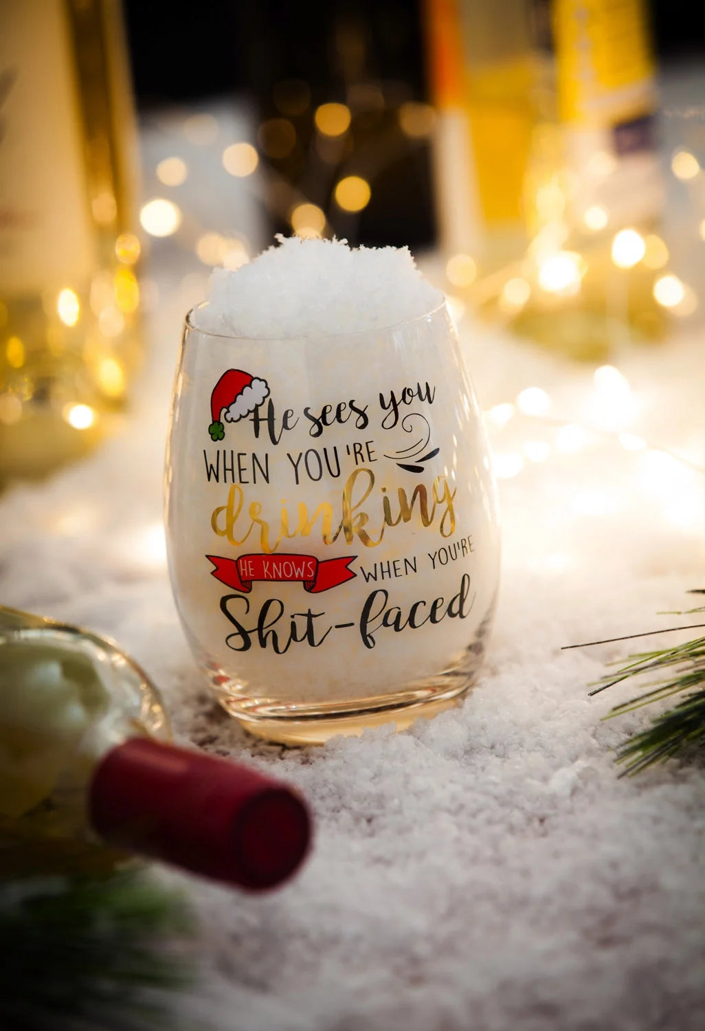 Stemless Wine Glass with Metallic Accents E90701