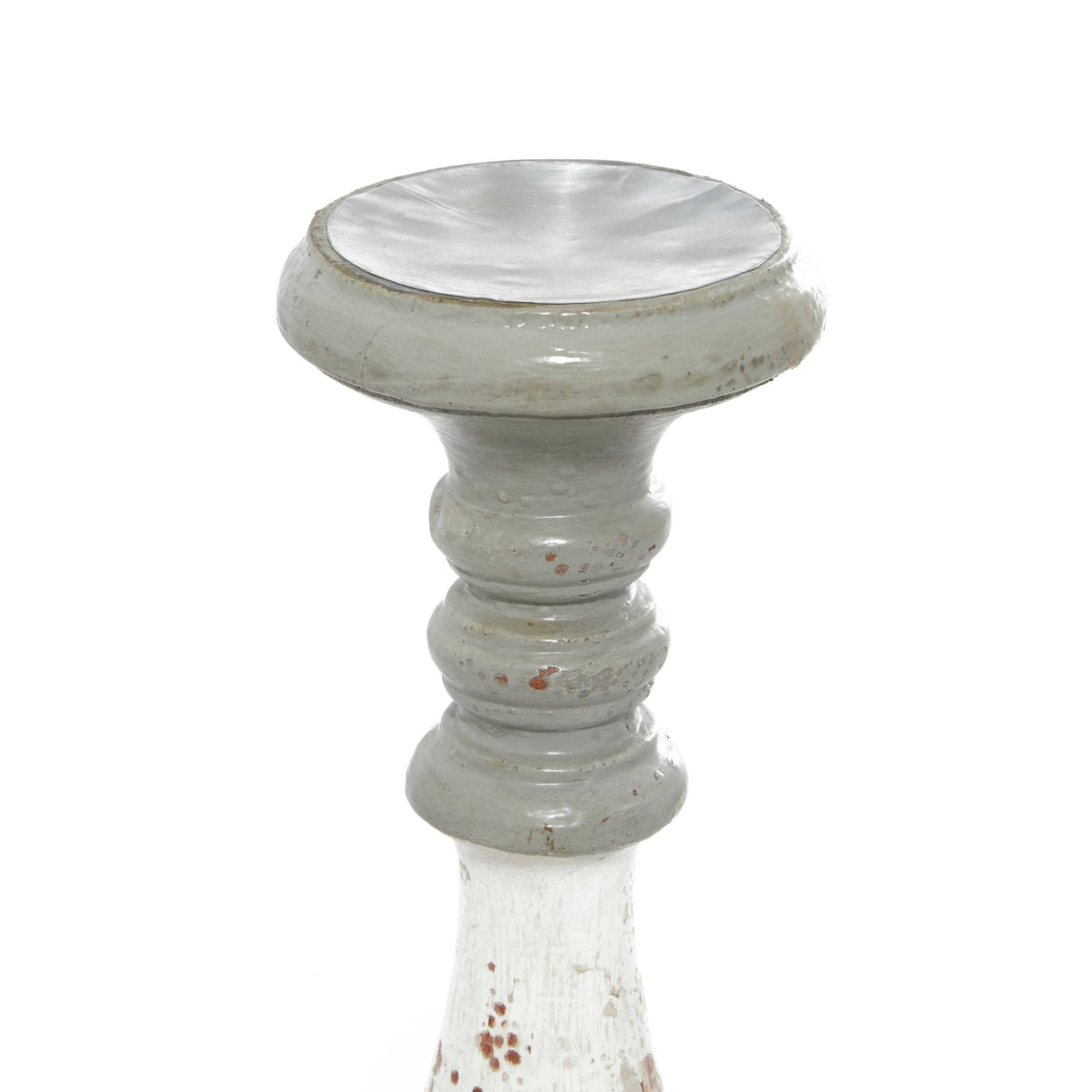 White and Grey Wood Candle Holders I27729