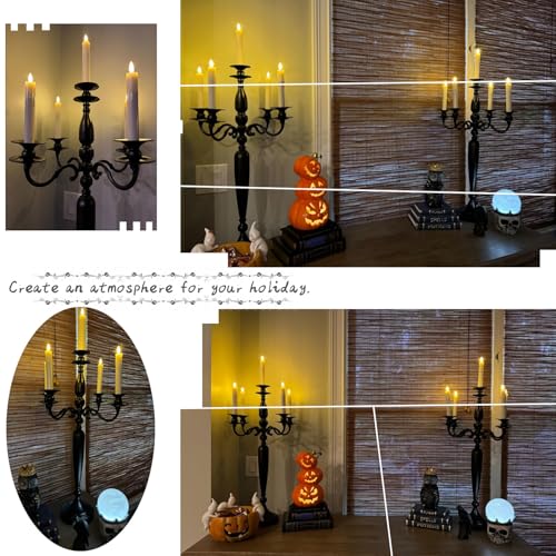 Black 4Pcs Metal Candelabra Candle Holder Y5821