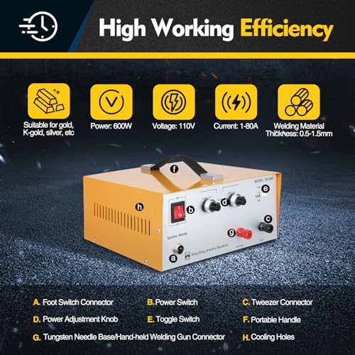 110V 80A Pulse Sparkle Spot Welder Machine with Foot Pedal H825
