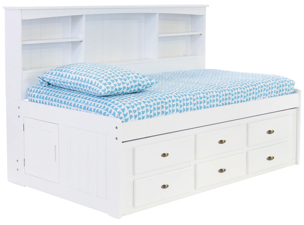 Twin Size White Bed Frame with 6 Drawers K8781