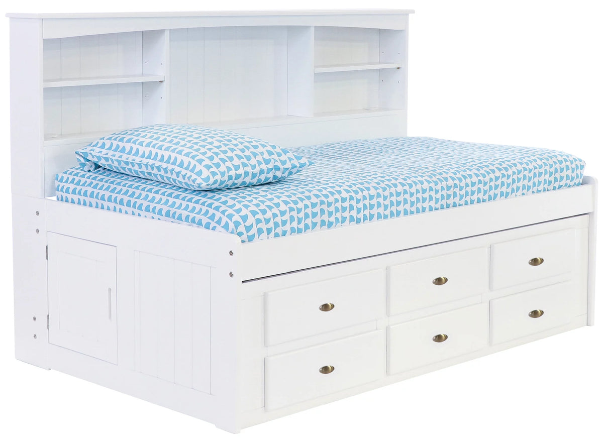 Twin Size White Bed Frame with 6 Drawers K8781