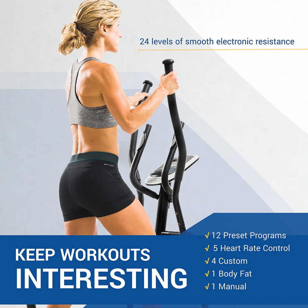 2-in-1 Hybrid Elliptical Upright Bike 13 Stride 265 lb Weight Limit V240108