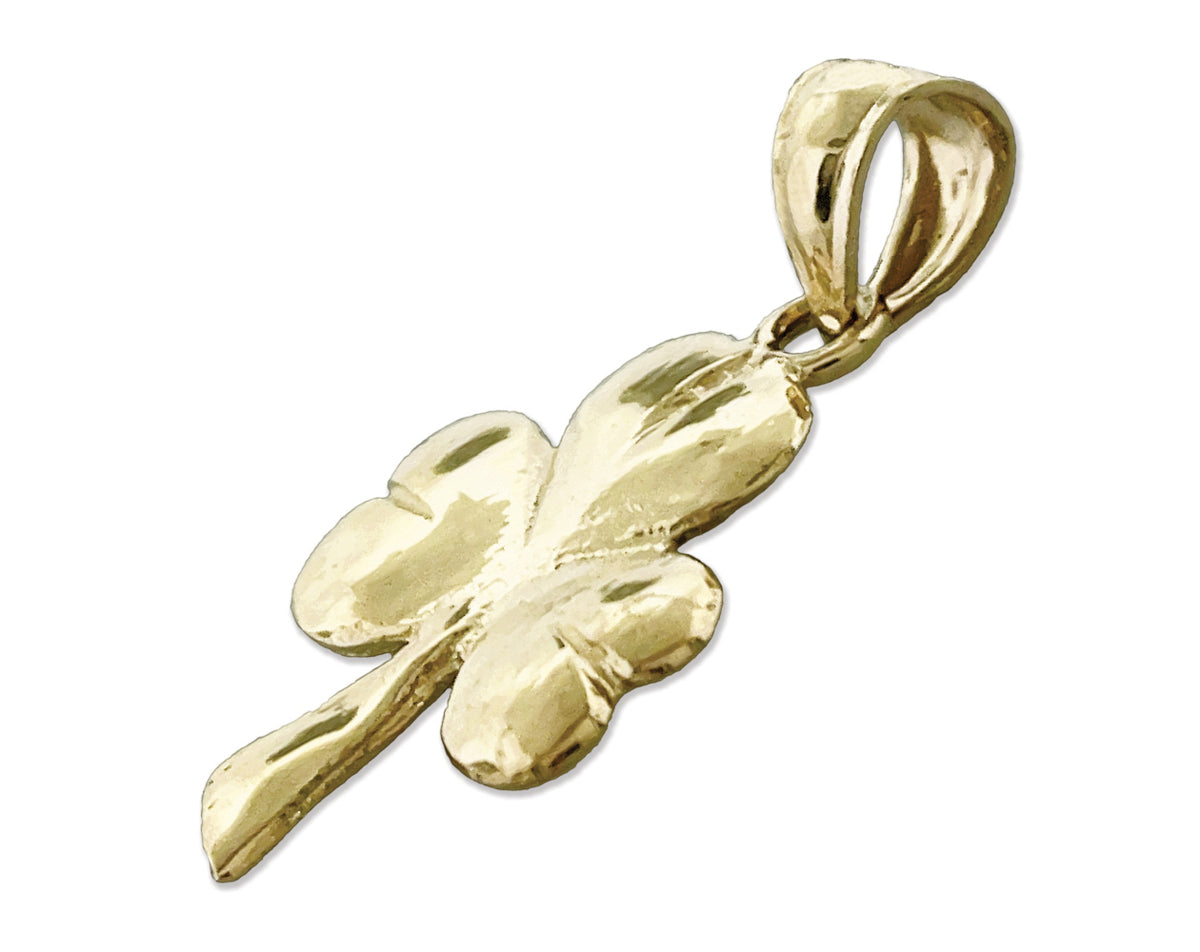 14K Gold Three Leaf Clover Charm C689