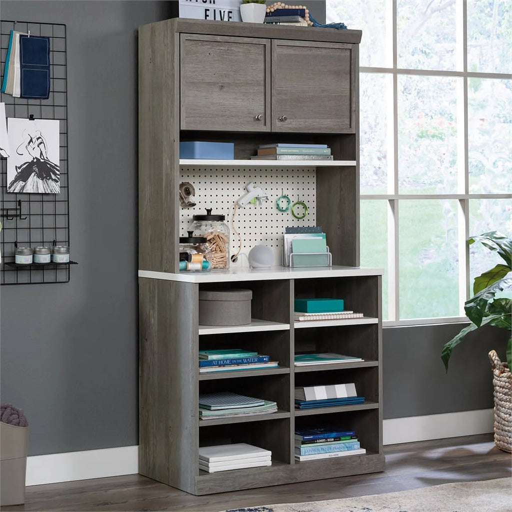 Engineered Wood Storage Hutch in Mystic Oak Finish D139