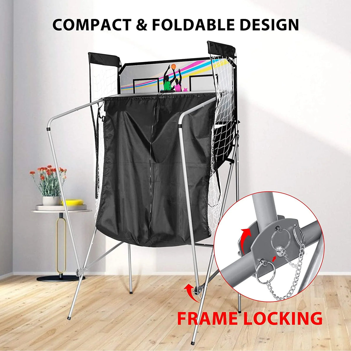 Foldable Arcade Basketball Game with 4 Balls and LED Scoring System P639320