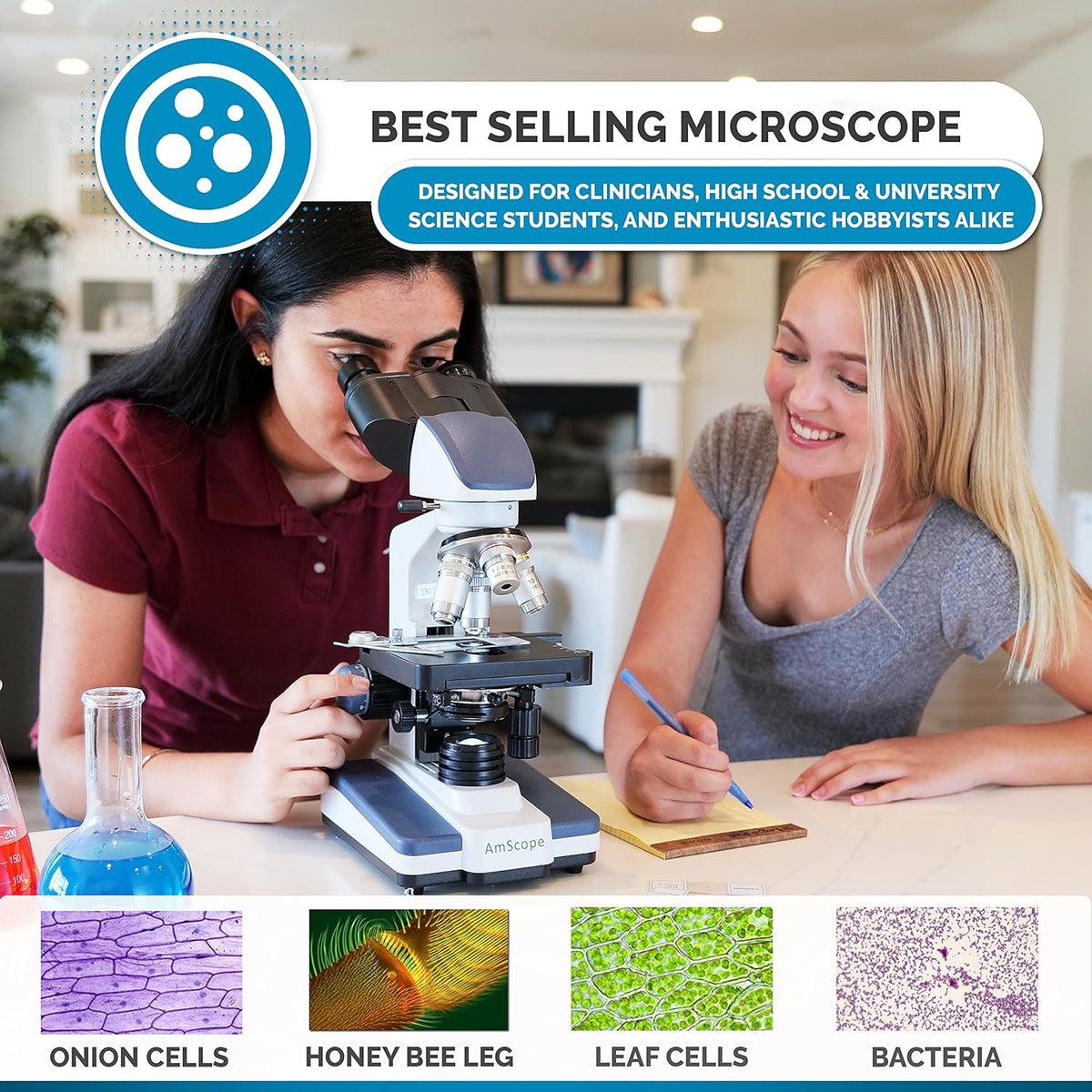 Binocular Compound Microscope, 40X-2500X Magnification, LED Illumination S641133