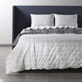 Blue Cotton Percale Reversible Duvet Cover Set Queen O66620