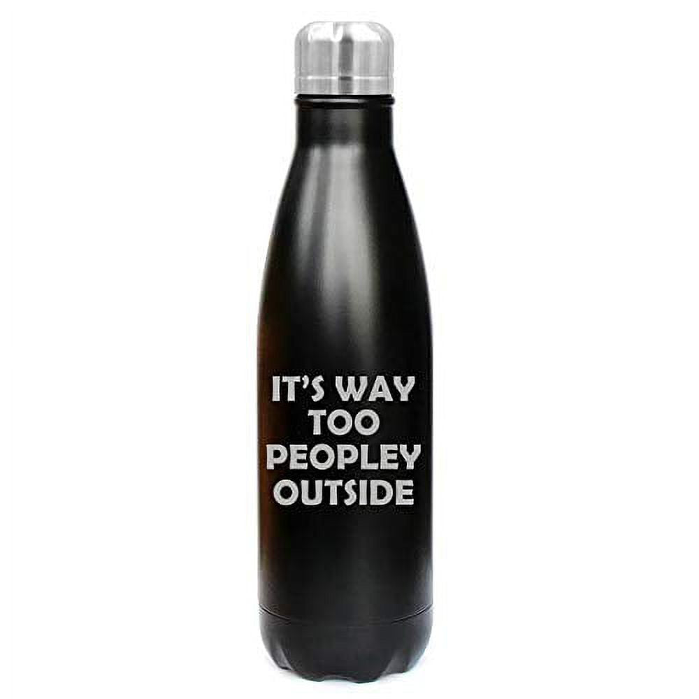 17 oz Double Wall Vacuum Insulated Stainless Steel Water Bottle Travel Mug Cup (Black) I571