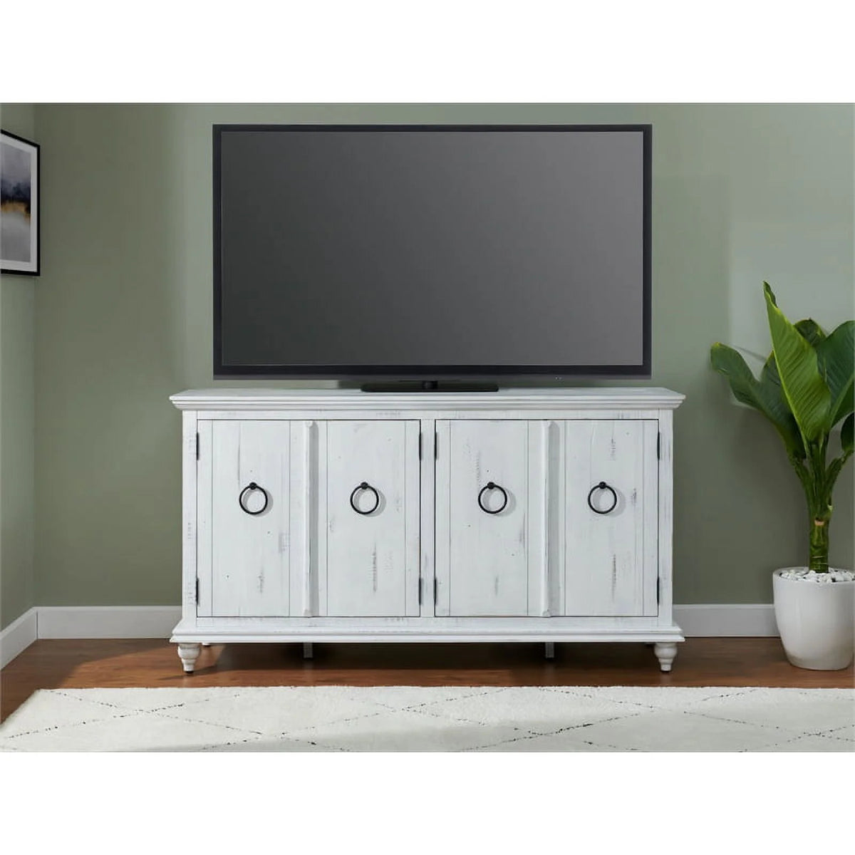 White Solid Wood 65" TV Stand N214835