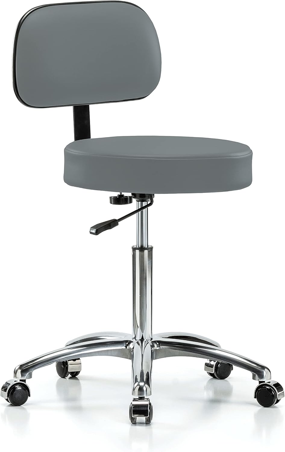 Chrome Rolling Exam Stool with Back, Adobe White Vinyl K688087
