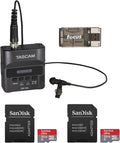 Digital Audio Recorder with Lavalier Mic, Two 32GB SD Cards, USB 2.0 Card Reader E747