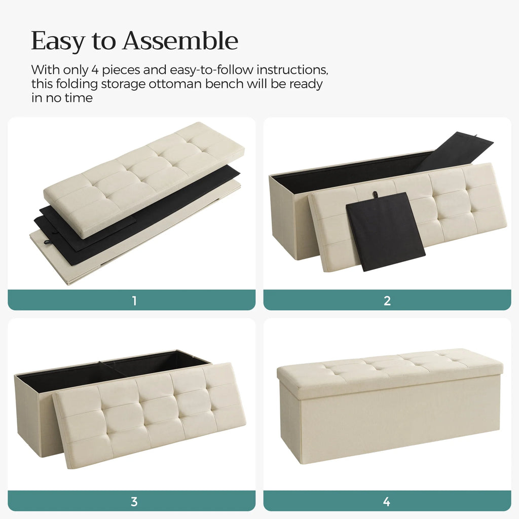 Navy Blue Storage Ottoman Bench N954