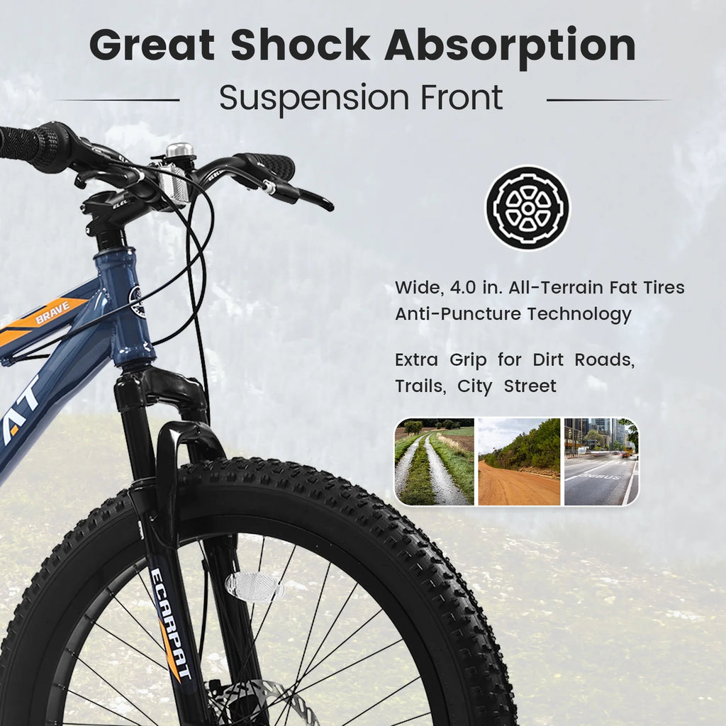 24 Inch Fat Tire Bike 7 Speeds Mountain Bike U436760