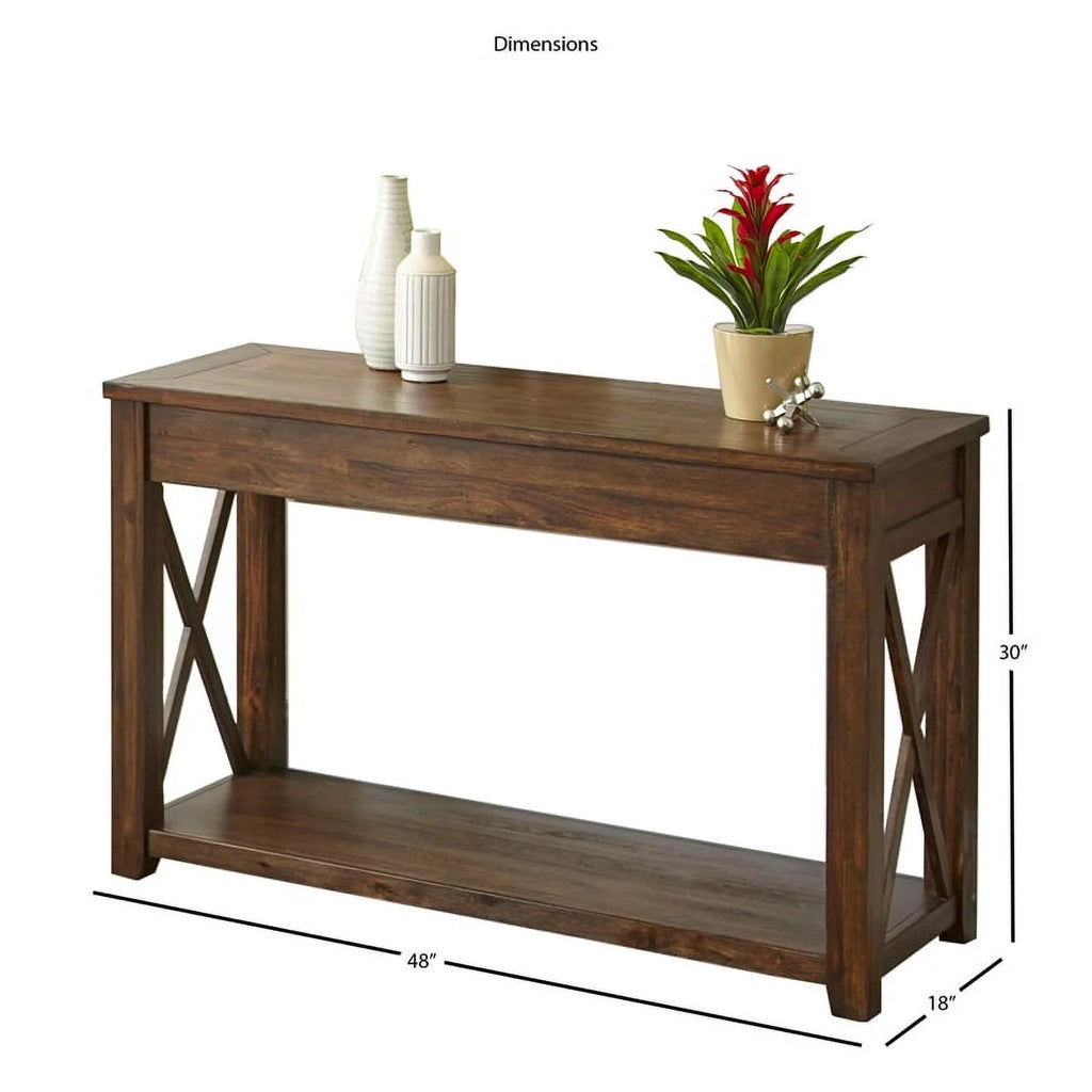 Rustic Wood Console Table in Mocha Brown Oak T573