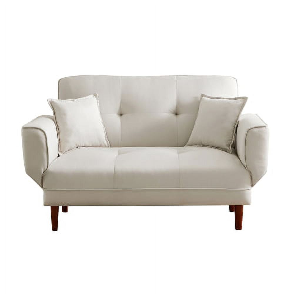 Beige Upholstered Sofa Bed with 2 Pillows P4413