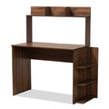 Walnut Brown Finished Wood Desk with Shelves E2869