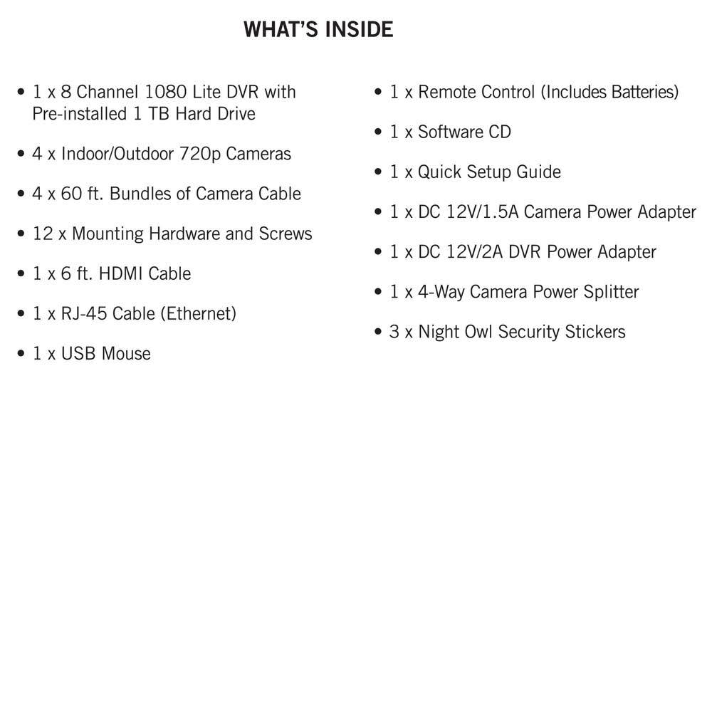 8 Channel 1080 Lite HD Analog Video Security System with 1 TB HDD and 4 x 720p HD Wired Cameras R301