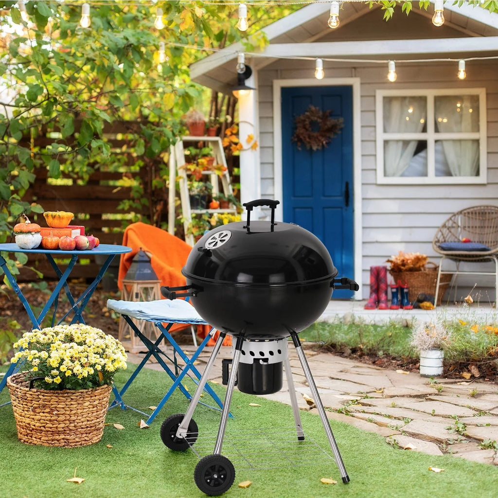 22" Enamel Charcoal Kettle Grill with Thermometer P177840