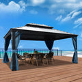 Hardtop Aluminum Gazebo with Mosquito Net and Privacy Sidewalls G326757