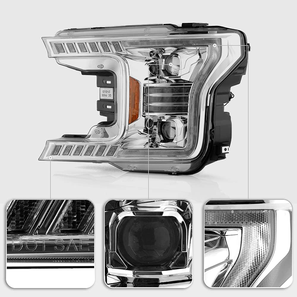 Halogen Chrome Amber LED Projector Headlights X816635